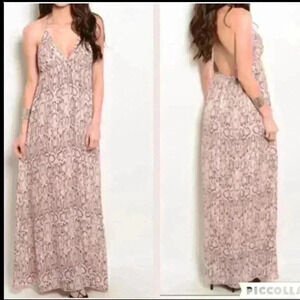 NEW Sexy Pink snake print blush Halter dress! Very cute and flowy!